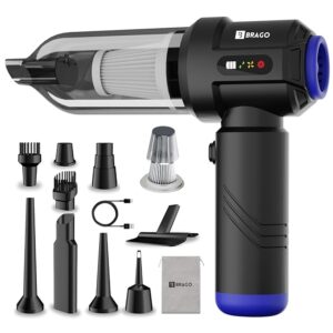 Brago TurboVac Cordless Vacuum Cleaner for Car & Home, 18500Pa Powerful Suction, 4-in-1 Portable Vacuum & Air Blower, 9600mAh Battery (40 Mins Runtime), 3-Speed BLDC Motor