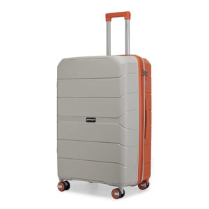 Provogue Cascade Hard-Sided PP 75 Cm Trolley Bag Large Size | Expandable Space with 8 Wheels Trolley Bags for Travel | Combination Lock | 5 Year Warranty (Timberwolf Grey/Burnt Orange)