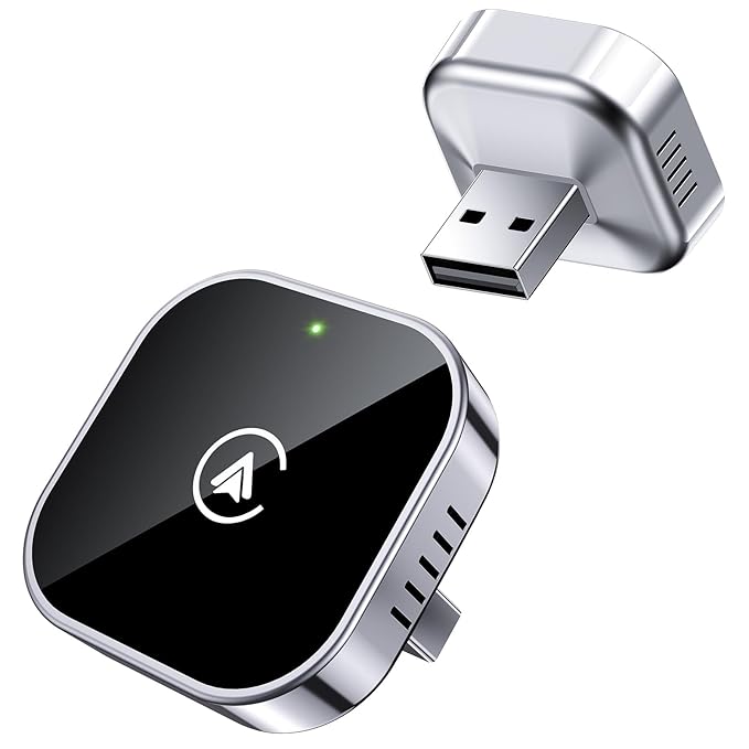 Teeran 2-in-1 Wireless CarPlay & Android Auto Adapter,Convert Wired to Wireless CarPlay Adapter,No Delay and Stable Control Mini Size with Extension Cable USB-C&Type-C,Supports 1000+ Car's Model Use Visit the Teeran Store
