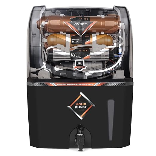 Kinsco Aqua Punch 15 Litre Copper + RO + UV + UF + TDS Adjuster Pure Copper Water Purifier Dispenser Machine, Black (With Free Pre Filter) Visit the Kinsco Store