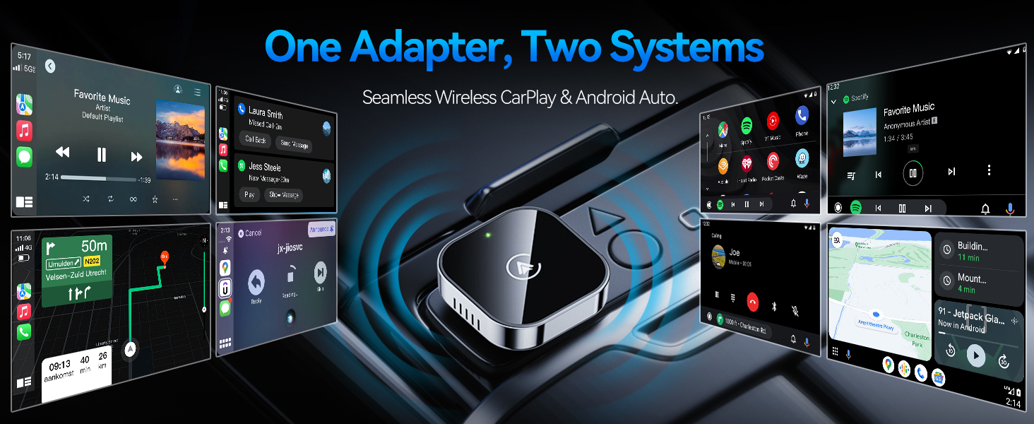 Teeran 2-in-1 Wireless CarPlay & Android Auto Adapter,Convert Wired to Wireless CarPlay Adapter,No Delay and Stable Control Mini Size with Extension Cable USB-C&Type-C,Supports 1000+ Car's Model Use Visit the Teeran Store - Image 2