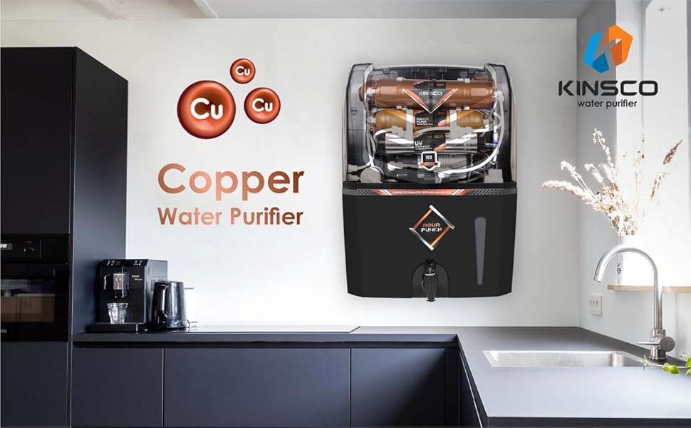 Kinsco Aqua Punch 15 Litre Copper + RO + UV + UF + TDS Adjuster Pure Copper Water Purifier Dispenser Machine, Black (With Free Pre Filter) Visit the Kinsco Store - Image 6